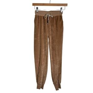 Ragdoll Los Angeles Tan Velour‎ Joggers Pants Braided Drawstring Waist Womens XS